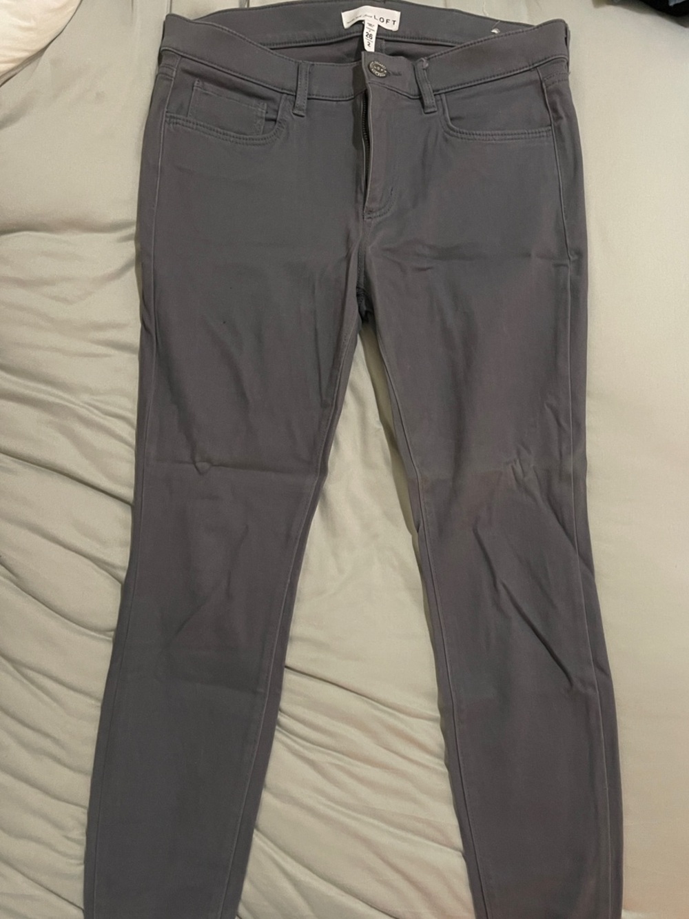 LOFT Slate Gray Slim Straight Pants